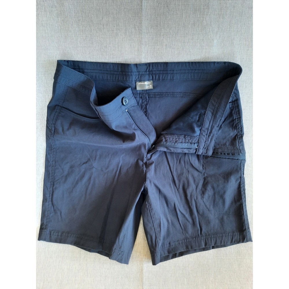 Eddie Bauer Women 14 Chino Buttons Zip Outdoor Active High Rise Navy Blue Shorts